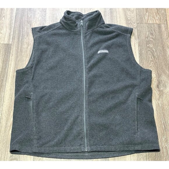 COLUMBIA MENS FLEECE FILL ZIP VEST PLUS SIZE XXL GRAY POCKETS SLEEVELESS - Picture 1 of 6